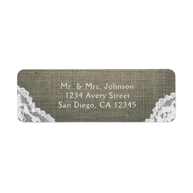 Étiquette Faire-part de mariage rustique simple Burlap & Lac (Devant)