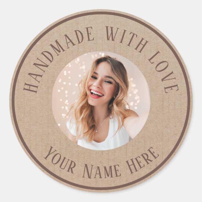 Étiquette fait à la main avec amour personnalisé n (Devant)