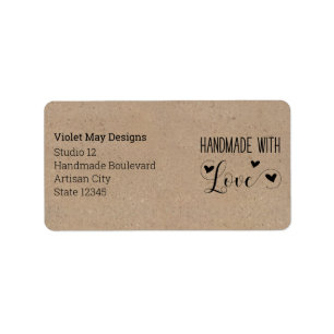 Étiquette Fait à la main avec l'amour Rustique Kraft Adresse