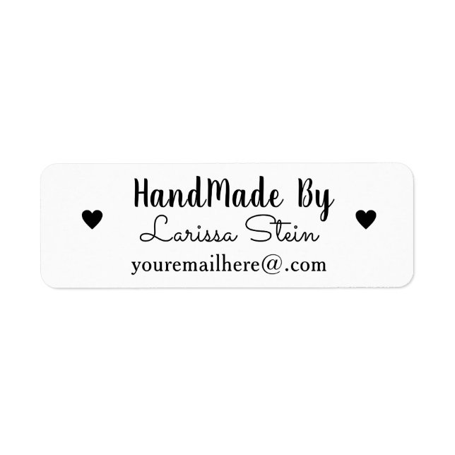 Étiquette Fait à la main par les coeurs Romantique (Devant)