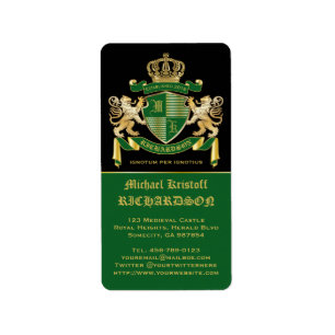 Étiquette Faites votre propre blason Green Gold Lion Emblem