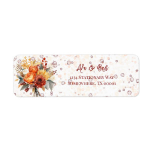 Étiquette Fall Burgundy Orange Floral Rustic Mariage Adresse