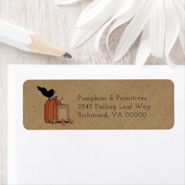 Étiquette Fall Country Candle and Crow Return Address Label  (En situation)