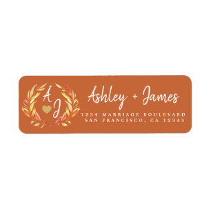 Étiquette Fall in Love Monogram Mariage Adresse de retour