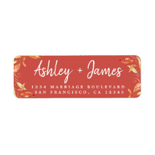 Étiquette Fall Love Golden Foliage Autumn Red Adresse de ret
