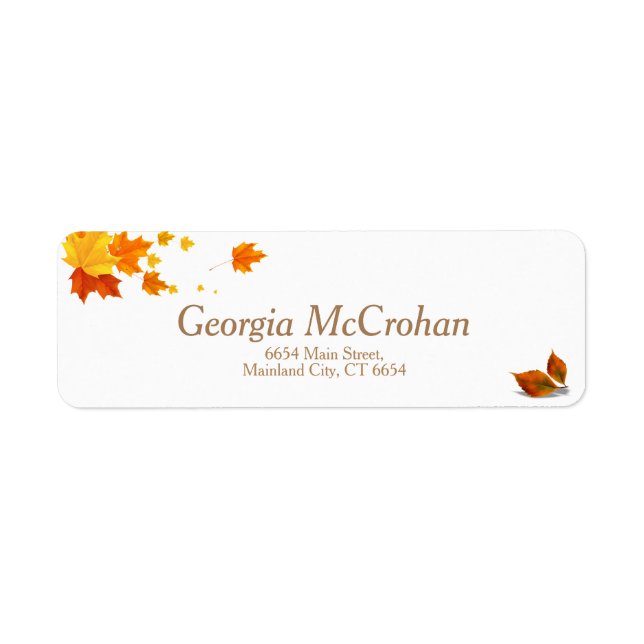 Étiquette Fall Orange Red Leaves Return Address Label (Devant)