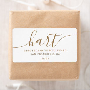 Étiquette Famille Adresse Style Script Or Élégant