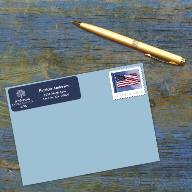 Étiquette Famille Arborescence Reunion Nom personnalisé/Date (Créateur téléchargé)