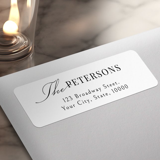 Étiquette Famille d'adresse de retour de typographie simple  (Simple Graceful Typography Family Return Address Label)