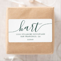 Famille d'adresse de style manuscrit vert foncé él