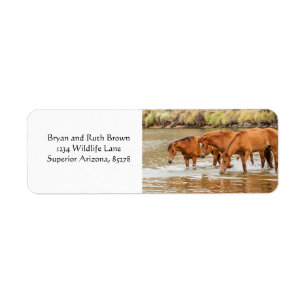Étiquette Famille de chevaux Brown à la rivière