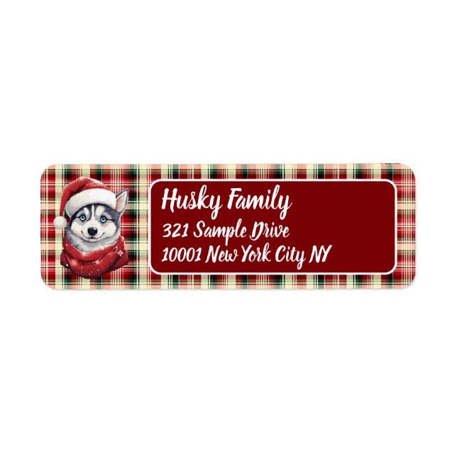 Étiquette Famille Husky Christmas (Devant)
