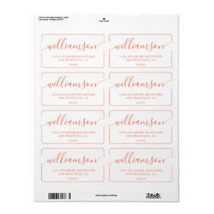 Étiquette Famille Orange Script Adresse de Retour