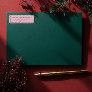 Étiquette Famille Rétro moderne minimaliste rose et vert lig