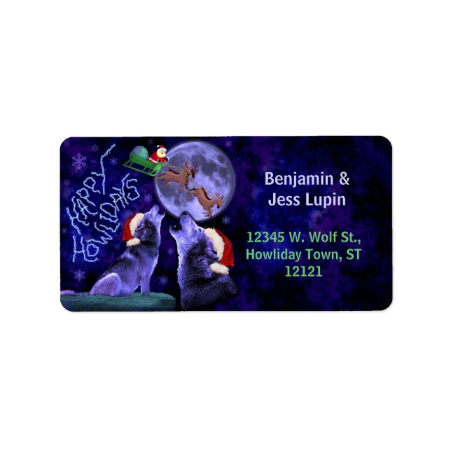 Étiquette Fantaisie Noël Joyeux Howlidays Wolf Pun Custom (Devant)
