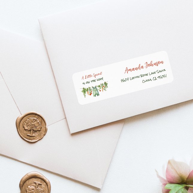 Étiquette Farm Little Sprout Clothesline Baby Shower Address (Créateur téléchargé)