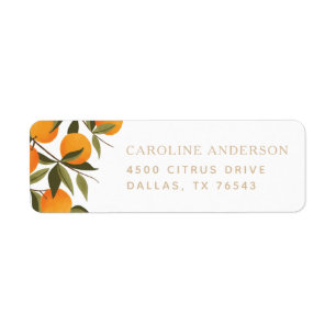 Étiquette Farmhouse Citrus Orange Branch Return Address