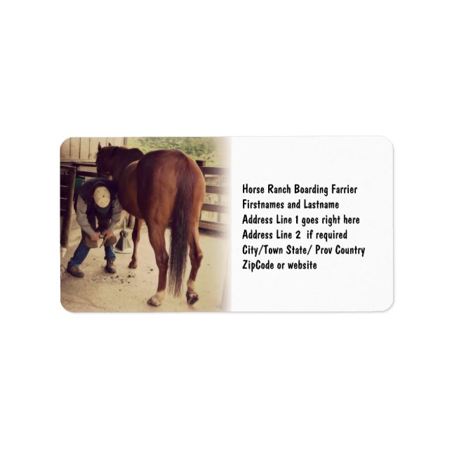 Étiquette Farrier - Beau Cheval Photo Hoof Trim (Devant)