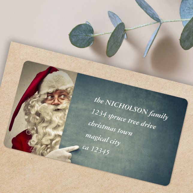 Étiquette Father Christmas Address Label | Santa Claus Photo (Father Christmas return address labels for Holiday card mailing with retro vintage Santa Claus)