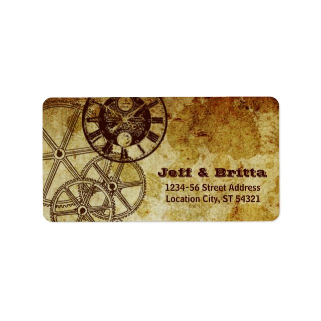 Étiquette Faux Antique Gold Victorian Steampunk Mariage (Devant)