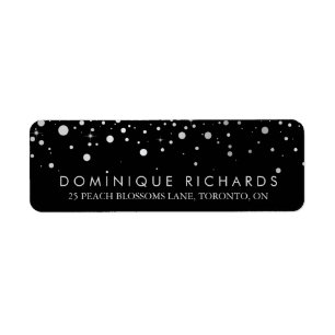 Étiquette Faux Argent Confetti Noir et blanc II