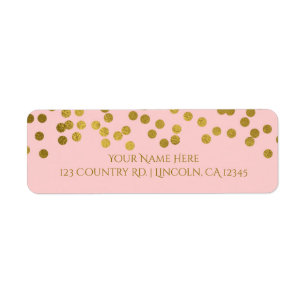 Étiquette Faux confettis en forme de points rose et or métal
