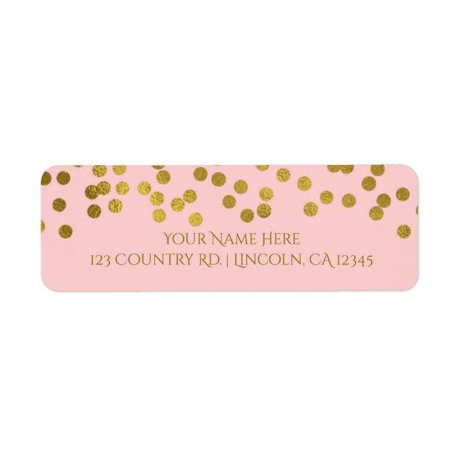 Étiquette Faux confettis en forme de points rose et or métal (Devant)