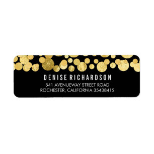 Étiquette Faux Gold Foil Confetti Noir