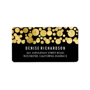 Étiquette Faux Gold Foil Confetti Noir
