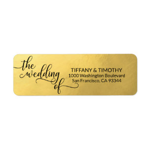 Étiquette Faux Gold Foil LE MARIAGE DE L'Adresse de retour
