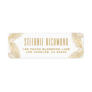 Étiquette Faux Gold Foil Pinecones et aiguilles de pin Holid