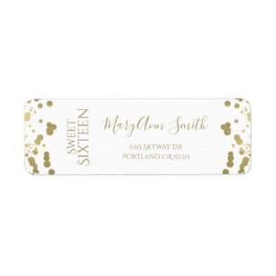 Étiquette Faux Gold Foil Sweet sixteen Confetti