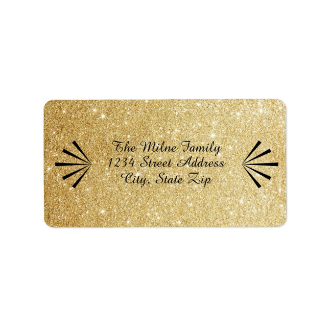 Étiquette Faux Gold Glitter Retro - Address Labels (Devant)