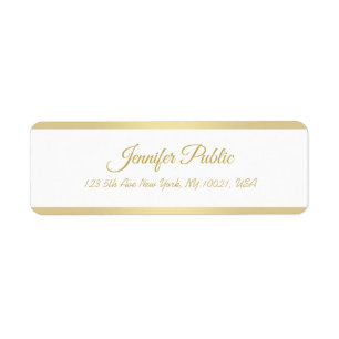 Étiquette Faux Gold Hand Script Moderne Élégant Modèle