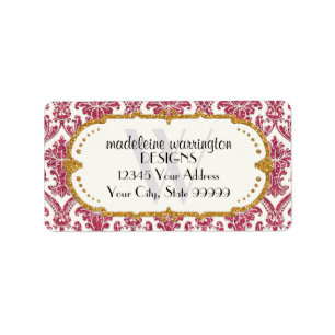 Étiquette Faux Gold Parties scintillant Damask Floral Patal 