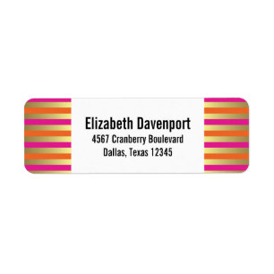 Étiquette Faux Gold, rose et orange Motif rayé