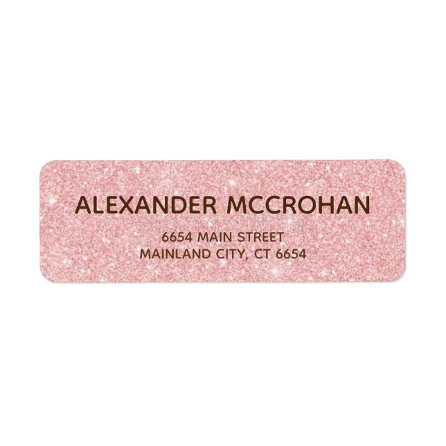 Étiquette Faux Rose Gold Parties scintillant Foil Rose Adres (Devant)