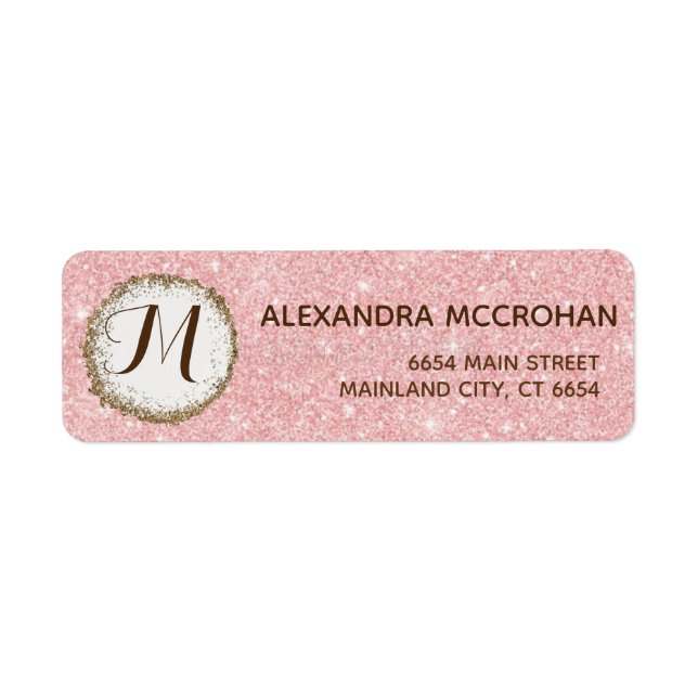Étiquette Faux Rose Gold Parties scintillant Foil Rose Adres (Devant)