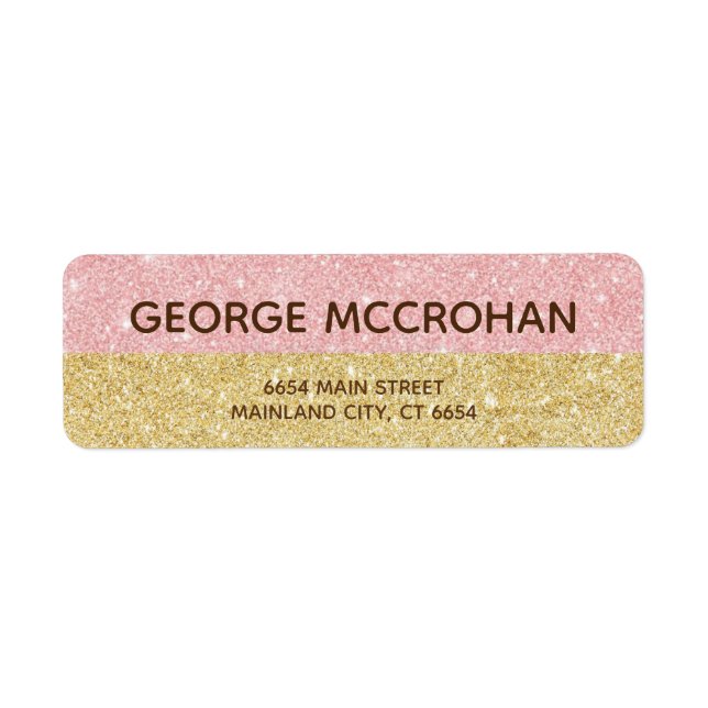 Étiquette Faux Rose Gold Parties scintillant Foil Rose Adres (Devant)