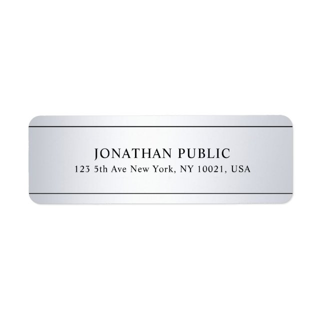 Étiquette Faux Silver Look Moderne Propre Modèle Personnalis (Devant)