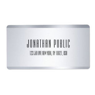 Étiquette Faux Silver Minimaliste Modèle Adresse d'expéditio