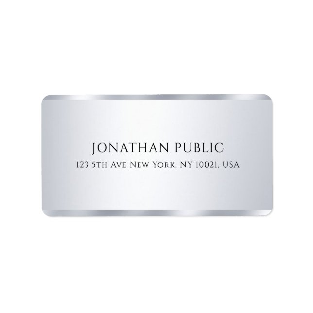 Étiquette Faux Silver Moderne Simple Modèle personnalisable (Devant)