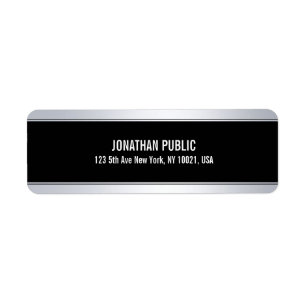 Étiquette Faux Silver tendance Elégant Modèle noir moderne