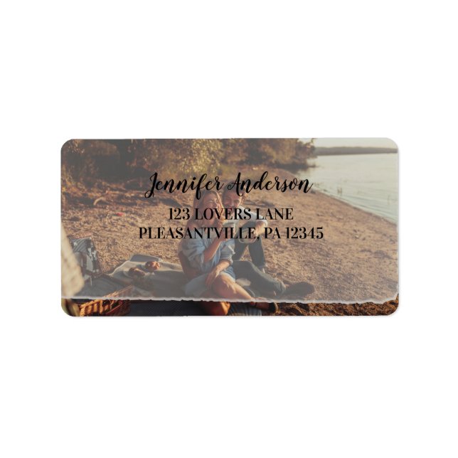 Étiquette Faux Vellum Photo Overlay Custom Return Adresse La (Devant)