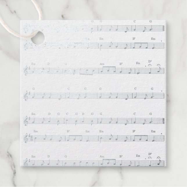 Étiquette faveur en feuille - Feuille de chanson N (Devant)