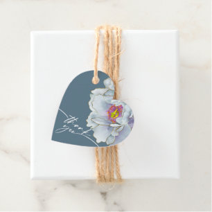 ÉTIQUETTE FAVEUR   Floral Exotique Bleu Poussiéreu