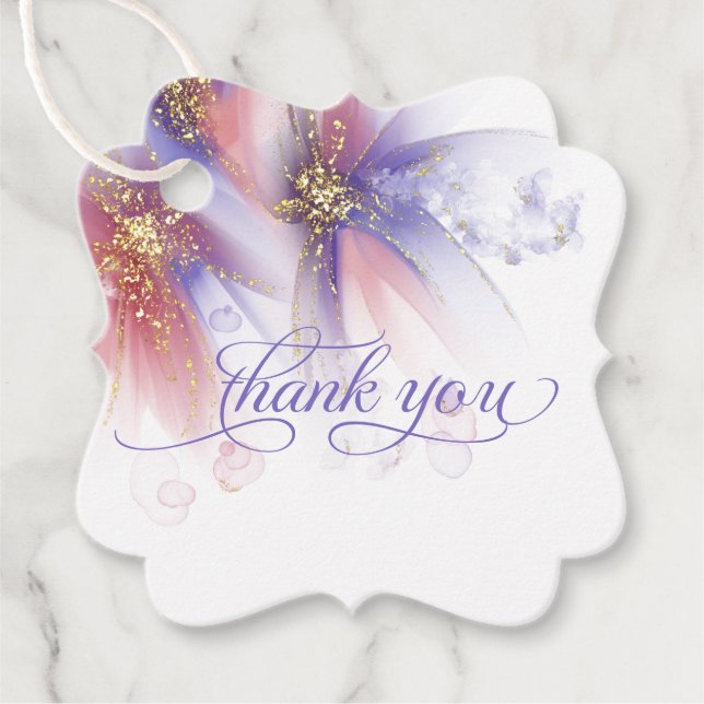 ÉTIQUETTE FAVEUR Rose Pâle Abstrait Floral (Devant)