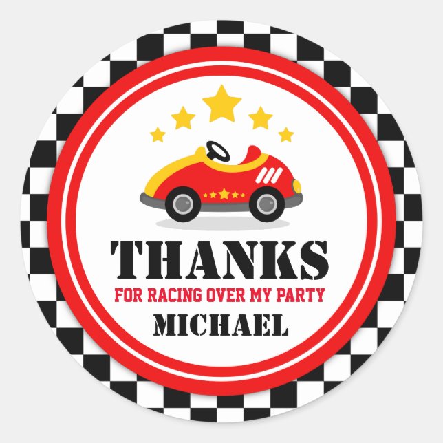 Étiquette Favor Merci de voiture de course (Devant)