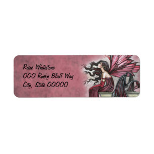 Étiquette Fée Ruby agitée et fantaisie artistique de dragon