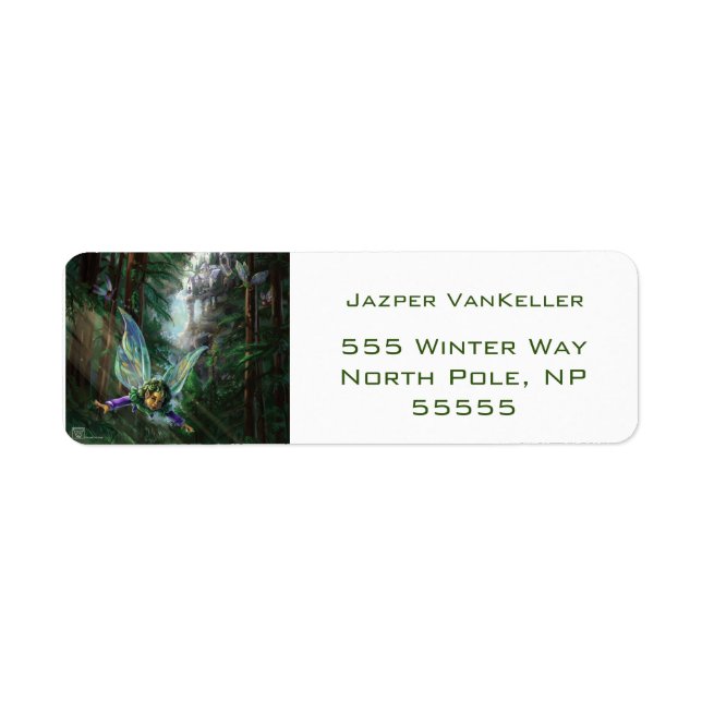 Étiquette Fées de bois et château de cascade (Devant)